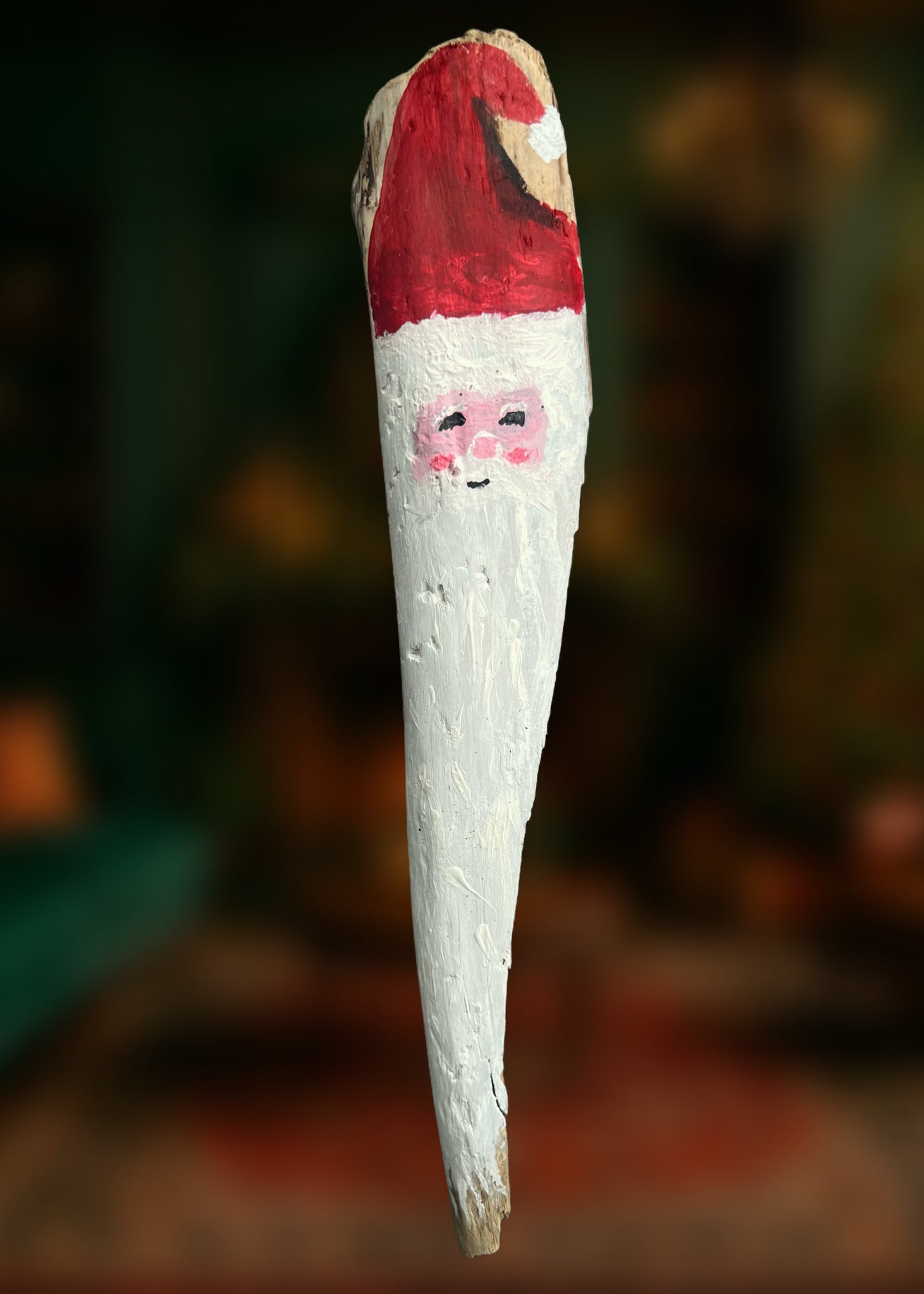 XMAS WOODEN PIECE ORNAMENT - SANTA (long)