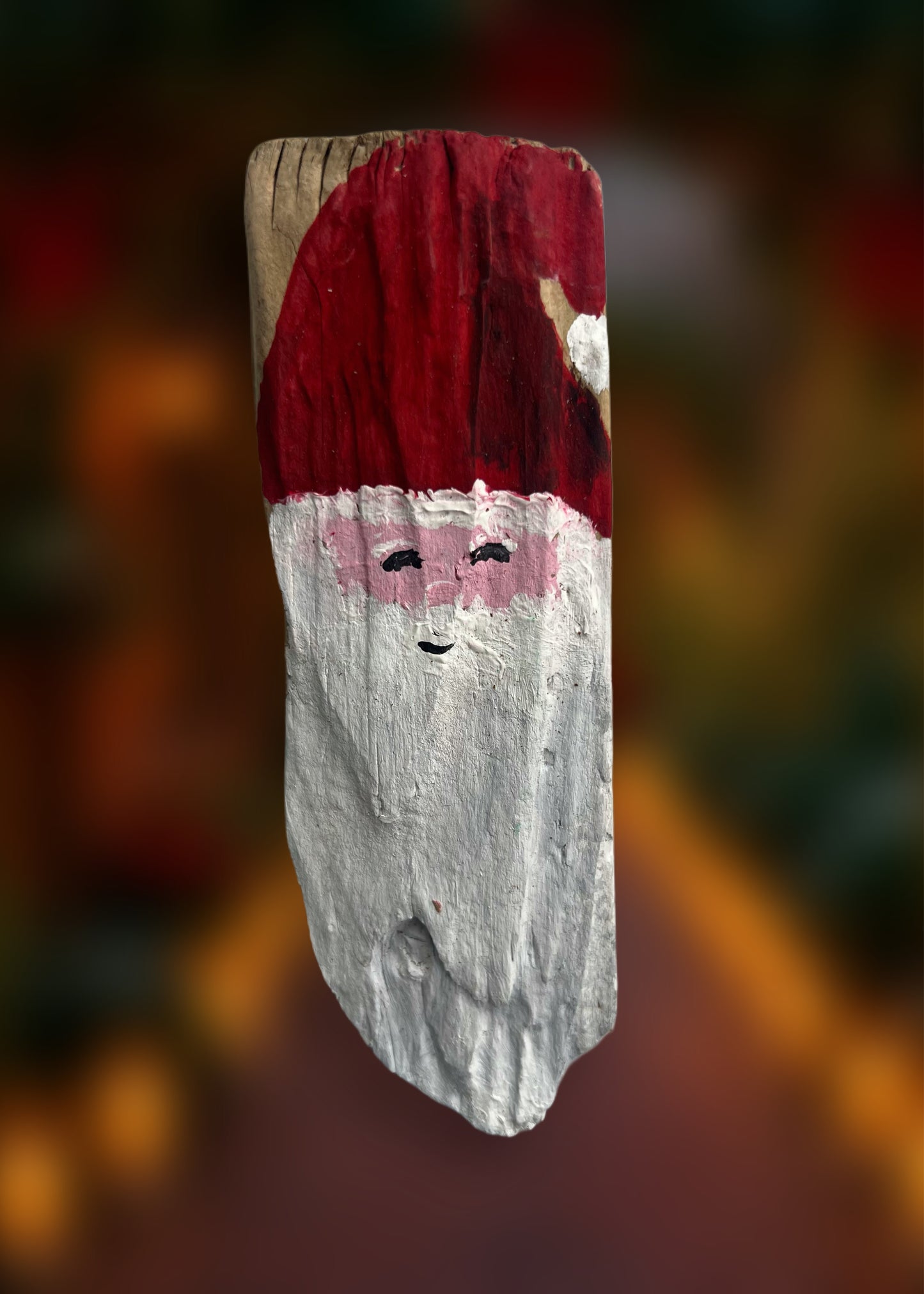 XMAS WOODEN PIECE ORNAMENT - SANTA (shorter)