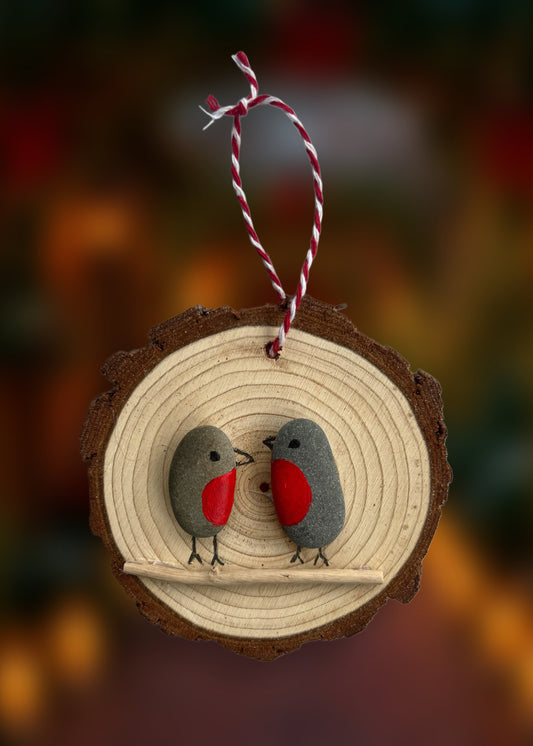 WOODEN HANGING ORNAMENT - 2 Robins (4)